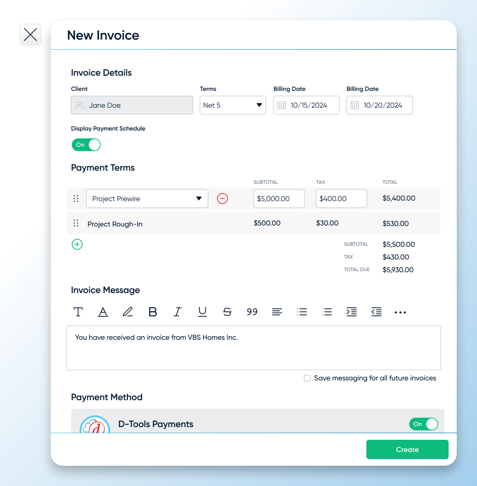 Create New Invoice