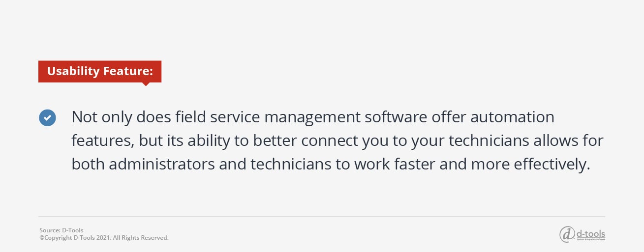 D-tools: service management software - automation features and connect with techs