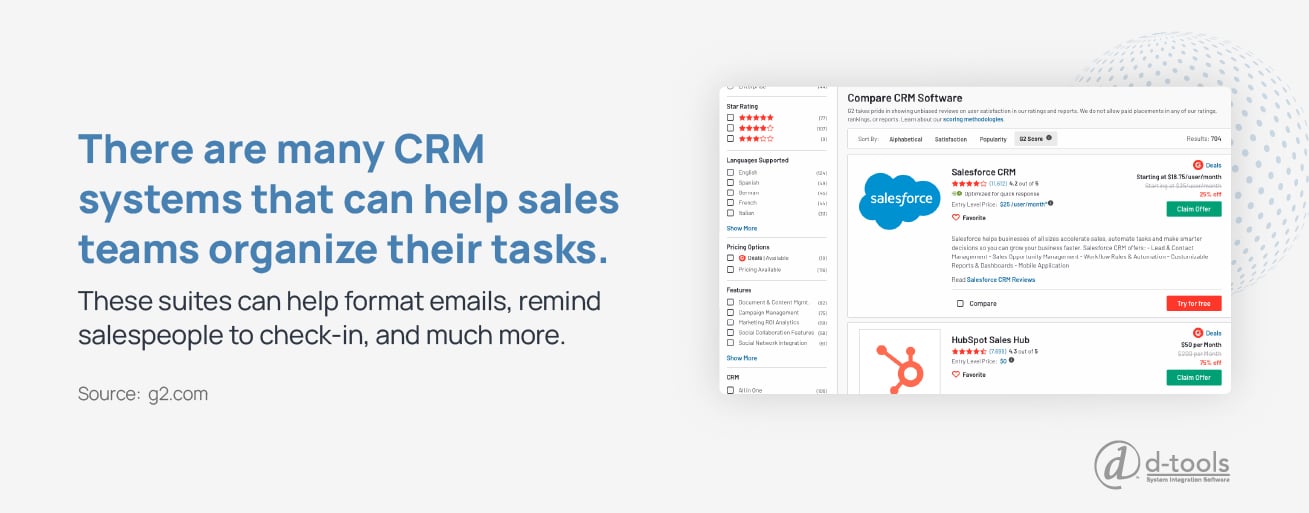 There are many CRM systems that can help sales teams organize their tasks.