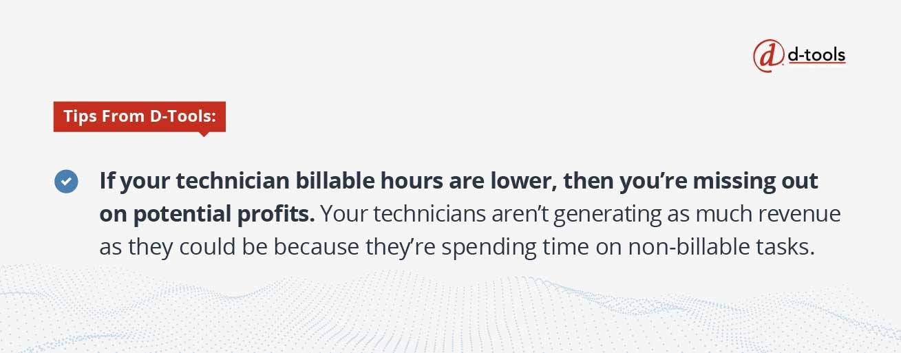 D-Tools: field service KPIs - billable hours 