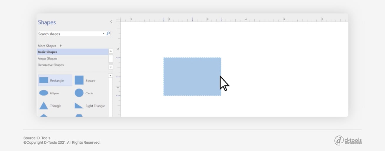 A shape being added in Visio