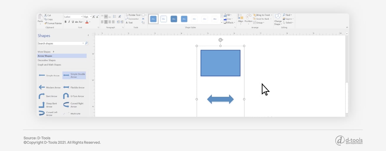 A shape being selected in Visio