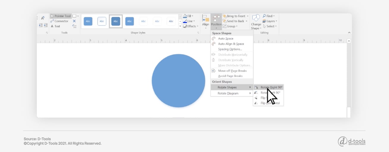 A shape being rotated in Visio