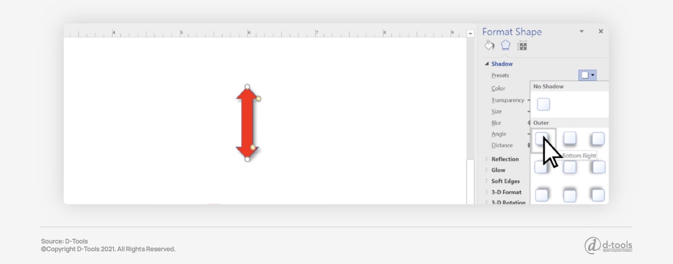A shape being formatted in Visio
