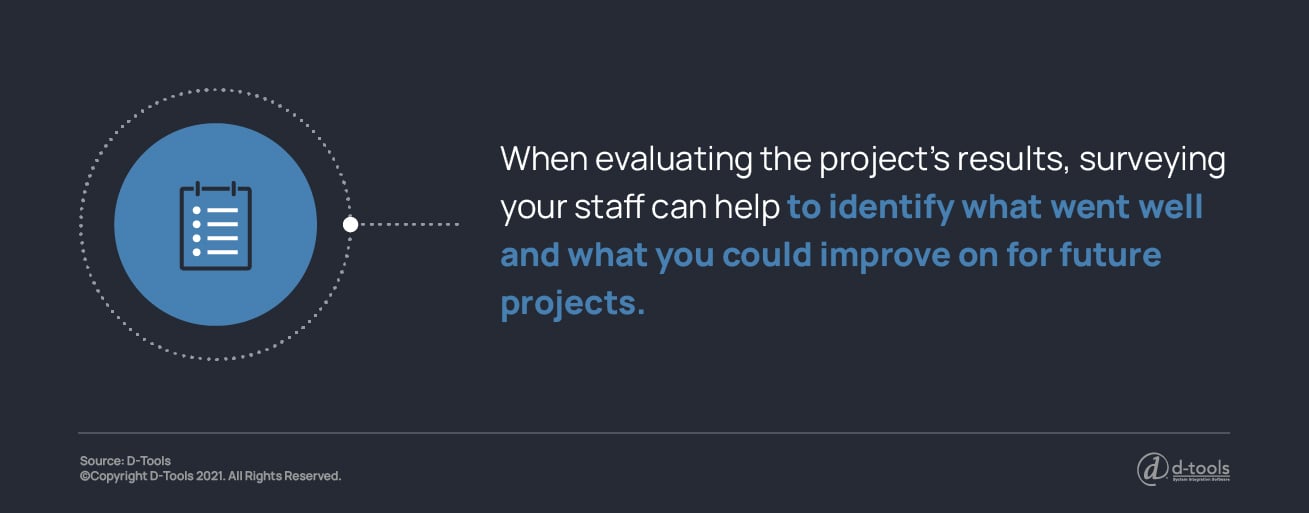 When evaluating the project's results, surveying your staff can help to identify what went well and what you could improve on for future projects.