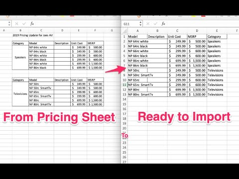 Formatting Pricing Sheet for Import CSV