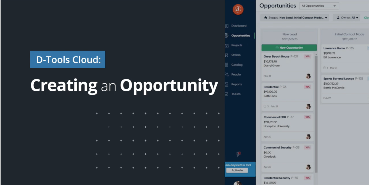 D-Tools Cloud – Creating an Opportunity