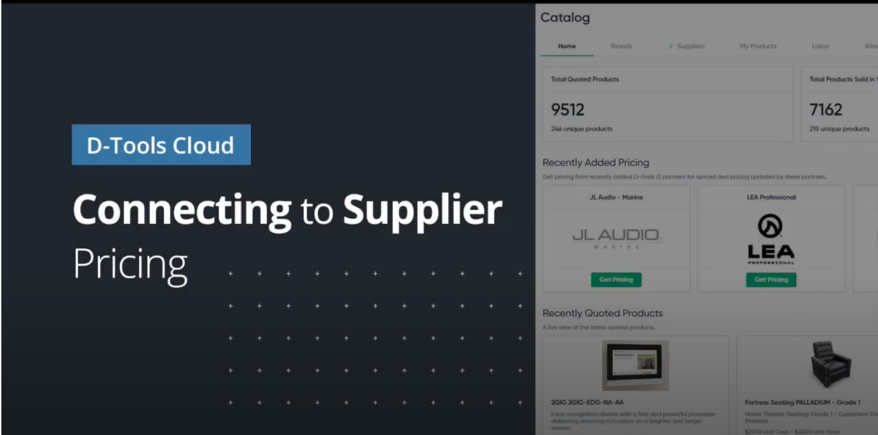 D-Tools Cloud – Connecting to Supplier Pricing