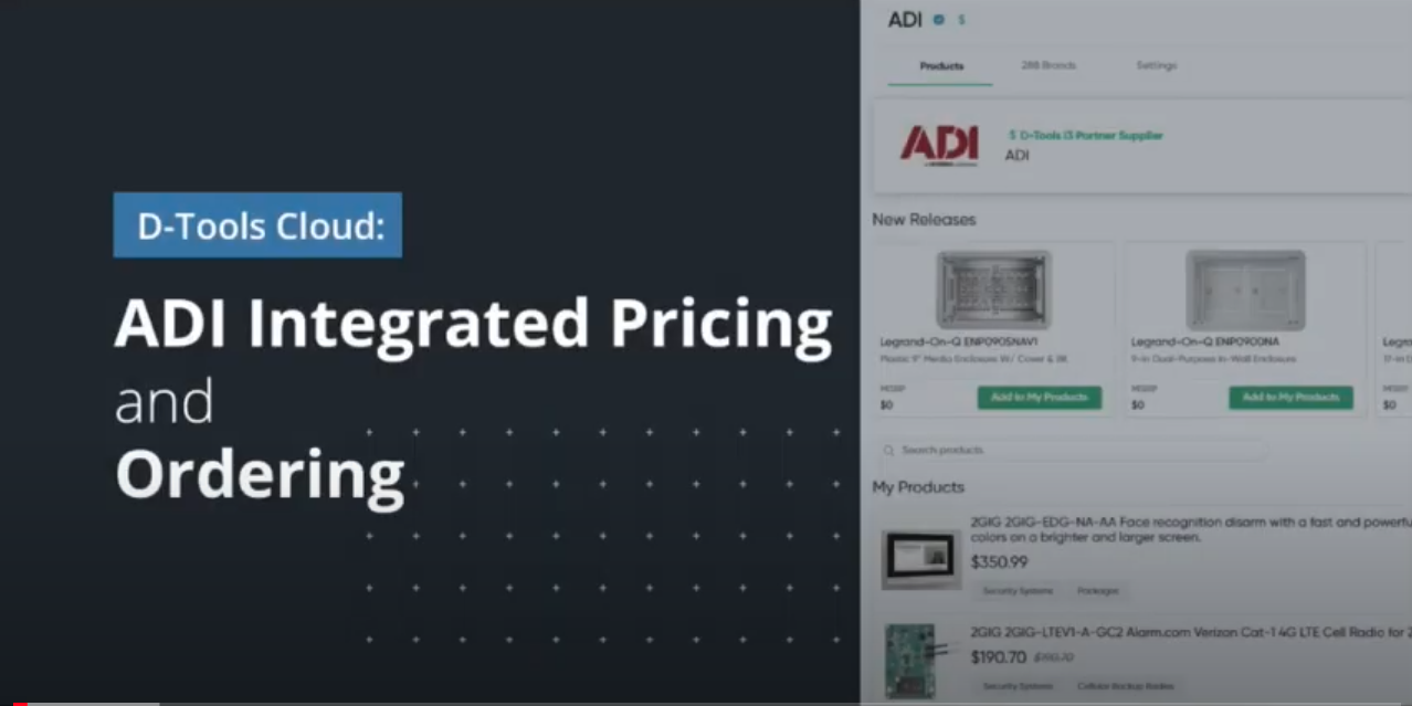 D-Tools Cloud – ADI Integrated Pricing and Ordering