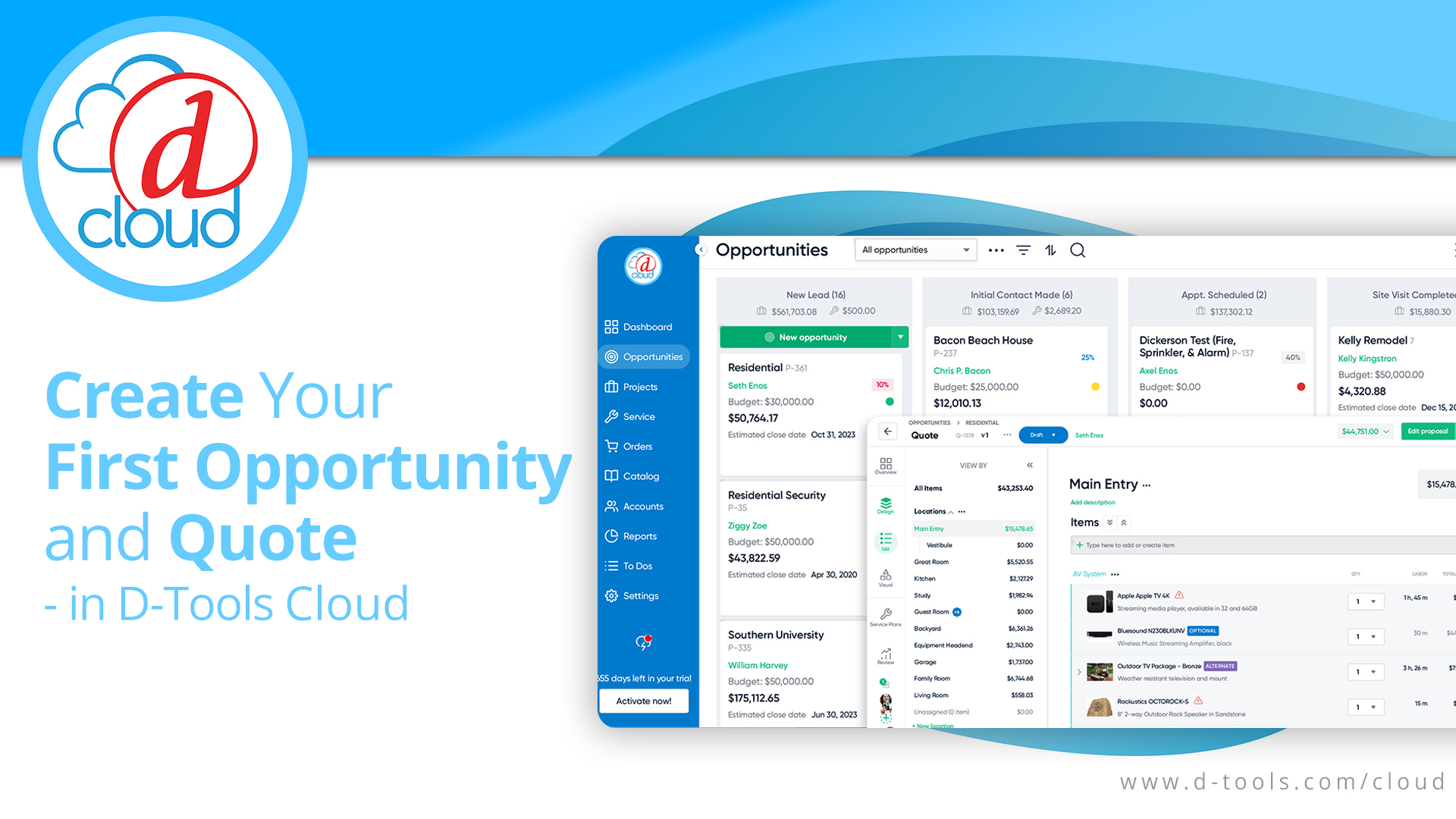 D-Tools Cloud Getting Started - Create an Opportunity and Quote