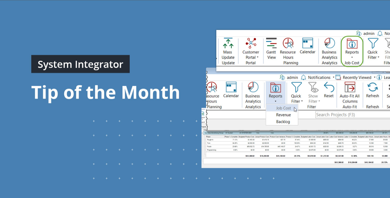 System Integrator v18 Feature Overview: Job Cost Report Module – Backlog